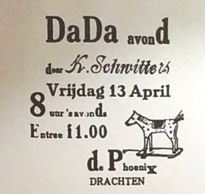 Reclame voor de DaDa avond in Drachten, 1923